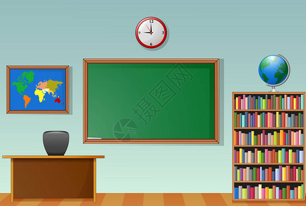 以黑板和教师书桌为学校教室内图片