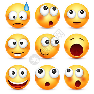 逗逼表情表情符号集带着情绪的黄脸表情3d逼真的表情符号悲伤设计图片