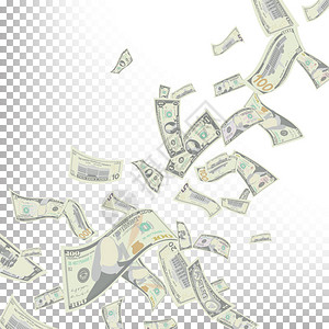 飞用美元矢量美国卡通钞票的下降细节空中孤立的白纸图示中的每个降价都会图片