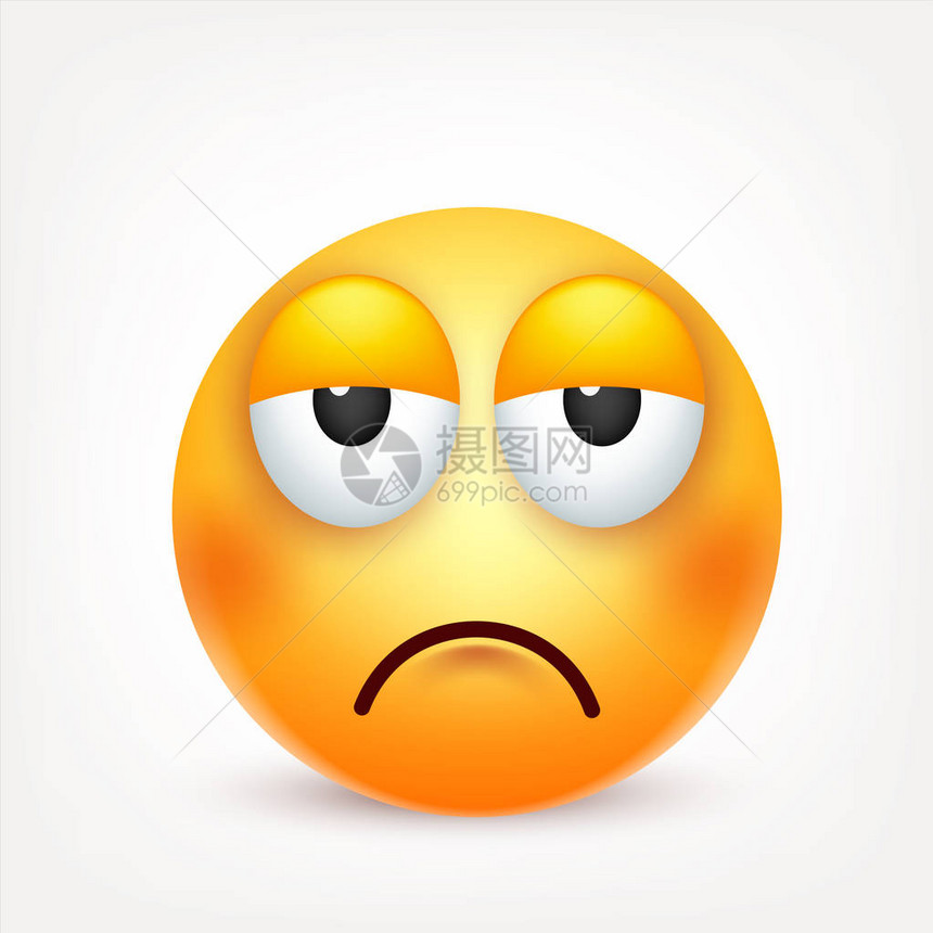 表情带着情绪的黄脸表情3d逼真的表情符号悲伤图片
