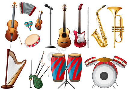 不同类型的乐器插图图片