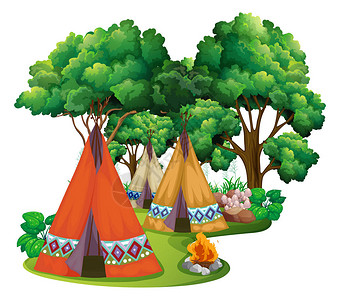 带帐篷的野营场地图片