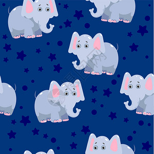 大象在星的纹理深蓝色背景大象和星图片
