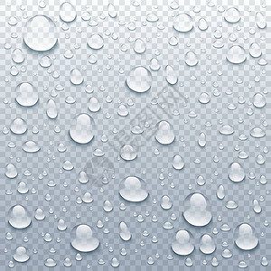 矢量逼真的水滴在透明背景上透明表面的雨滴没有阴影许多形式图片