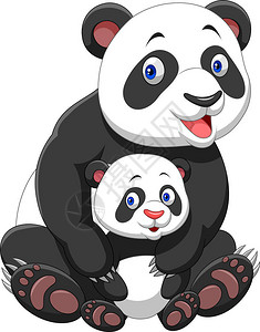 熊猫妈和宝的矢量图解图片