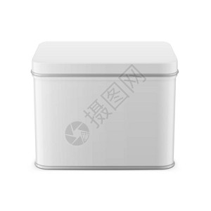 长方形包装样机矩形白色光泽锡罐干制品容器茶咖啡糖果香料逼真的包装样机模板矢量图插画