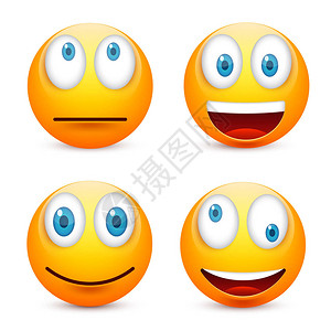 表情符号集带着情绪的黄脸表情3d逼真的表情符号悲伤图片