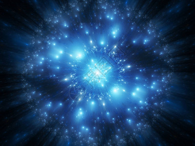 空间中蓝色发光的未来人造外星物体图片