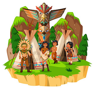 美洲土著印第安人在帐背景图片