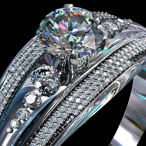 钻石刻面豪华珠宝首饰戒指的顶部视图插画