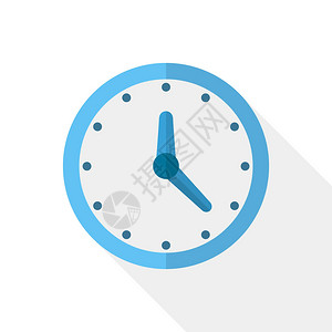 在平面设计中带有箭头的时钟图标矢量图蓝色时钟图标图片