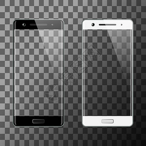 iphonex手机样黑白智能手机具有透明屏幕的智能手机手机样插画