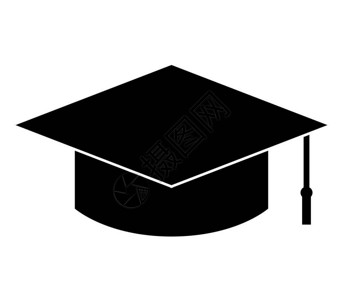白色背景上的毕业帽图标图片