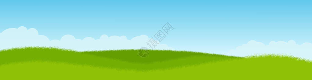 绿草地和蓝天空全背景图片