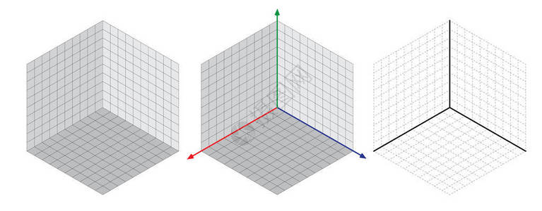 45度角向两侧应用三十度角的测深图画对面的立方体一等插画