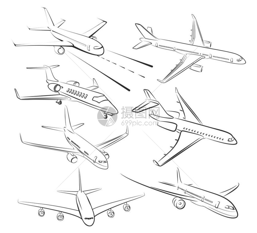 不同型号的大型客机草图图片