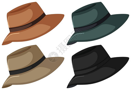 四色插图中的帽子图片