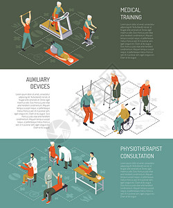 带有医疗培训辅助设备物理治疗师咨询设计组合物的康复等距水平图片