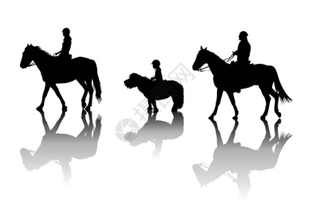 骑马和小马的家庭剪影图片