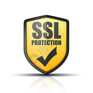 SSL保护黄色盾牌孤立于白色背图片