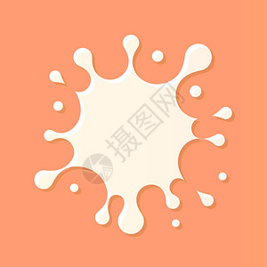 唾沫蜜蜂背景上的牛奶喷花色矢量插图顶视图乳奶新鲜产品插画
