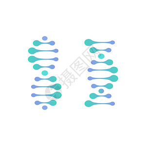 脱氧核糖酸抽象的DNA分子矢量标志绿松石和蓝色科学标志科学发现标识实验室干细胞培养技术研究医疗企业图插画