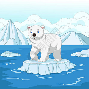 卡通北极熊孤立在冰面图片