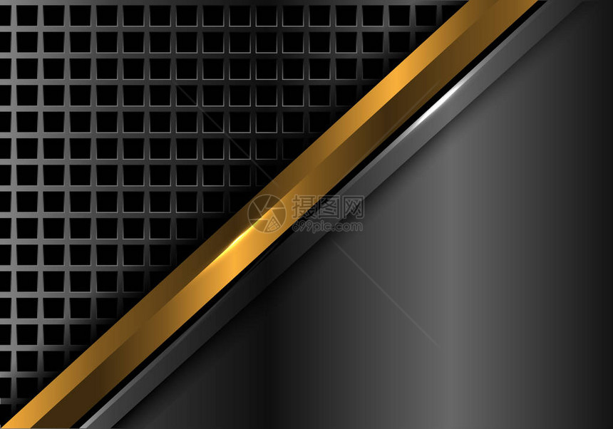 黑色灰金属平方网格模式设计中的抽象金线图片