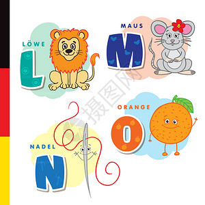 Deutsch字母表狮子鼠橙色矢图片