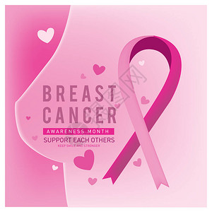 提高乳腺癌意识月卡粉色丝带矢量图片