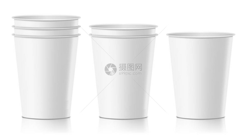 咖啡纸杯矢量空清洁纸或可塑饮料容器单独图片