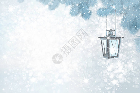 Bokeh灯光上的圣诞冬季图片