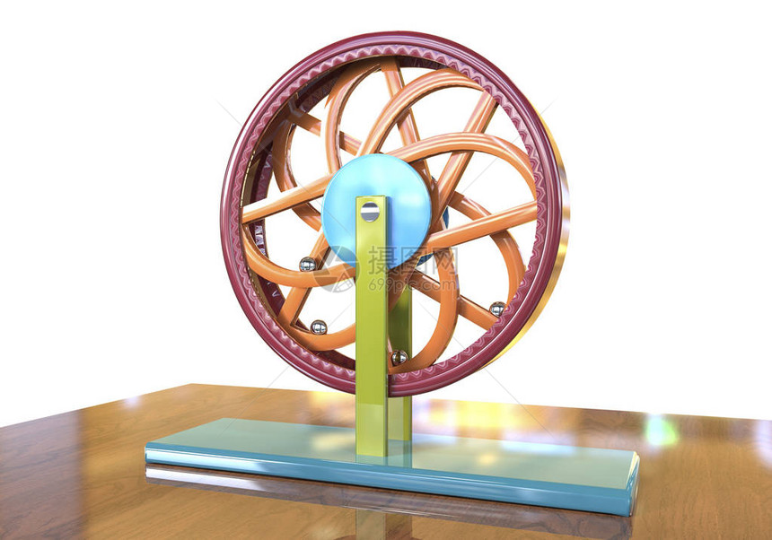 永久运动机器Pperpetuum移动机3D插图3D模型是根据LeonardodaVinci的绘图片