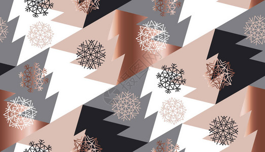 淡紫抽象的Xmas树几何矢量图解优雅的圣诞节庆典风格图片