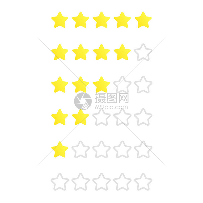 5个恒星评级消费者评级审查反馈网站或移动应用图片