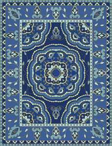 东方抽象装饰品花样多彩的地毯模板纺织品蓝图片