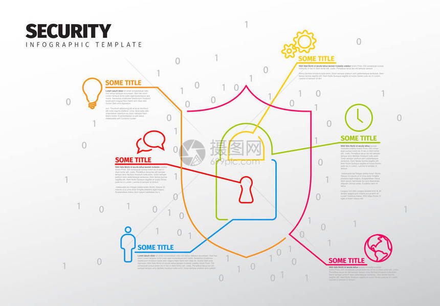 由行和图标制成的矢量安全信息格图片