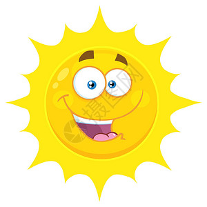 有趣的黄色太阳彩画Emoji脸面图片