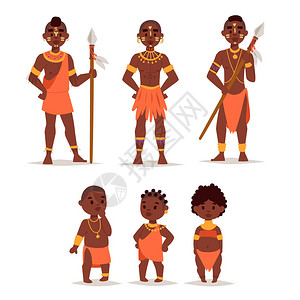 肯尼亚马赛马拉马赛夫妇非洲人穿着传统服装快乐的人家庭矢量图家庭美国成年族插画