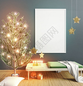 圣诞节静物装置现代斯堪的纳维亚风格的圣诞内地设计图片