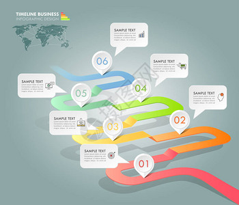 时间线业务概念信息图模板5步图片