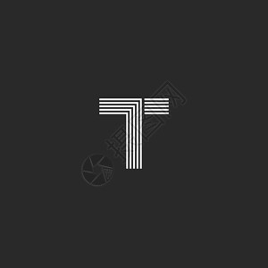 英文大写字母T标志单字黑白平行薄线最小样式的简单形状简体图片