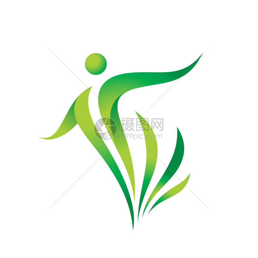 绿色自然矢量标志模板健康标志健身女人概念图人的格与叶子自由图图片