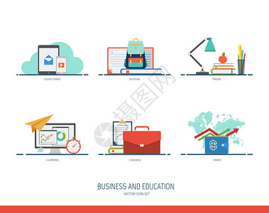 商业和图标集金融培训电子商务电子商务的创意概念平面设计图片