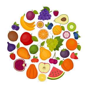 水果背景有机和健康食品平板风图片