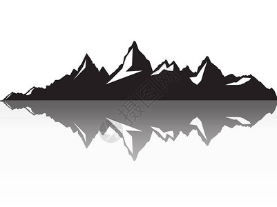 一组黑白山圆影岩石山脉的地面边框Vec图片