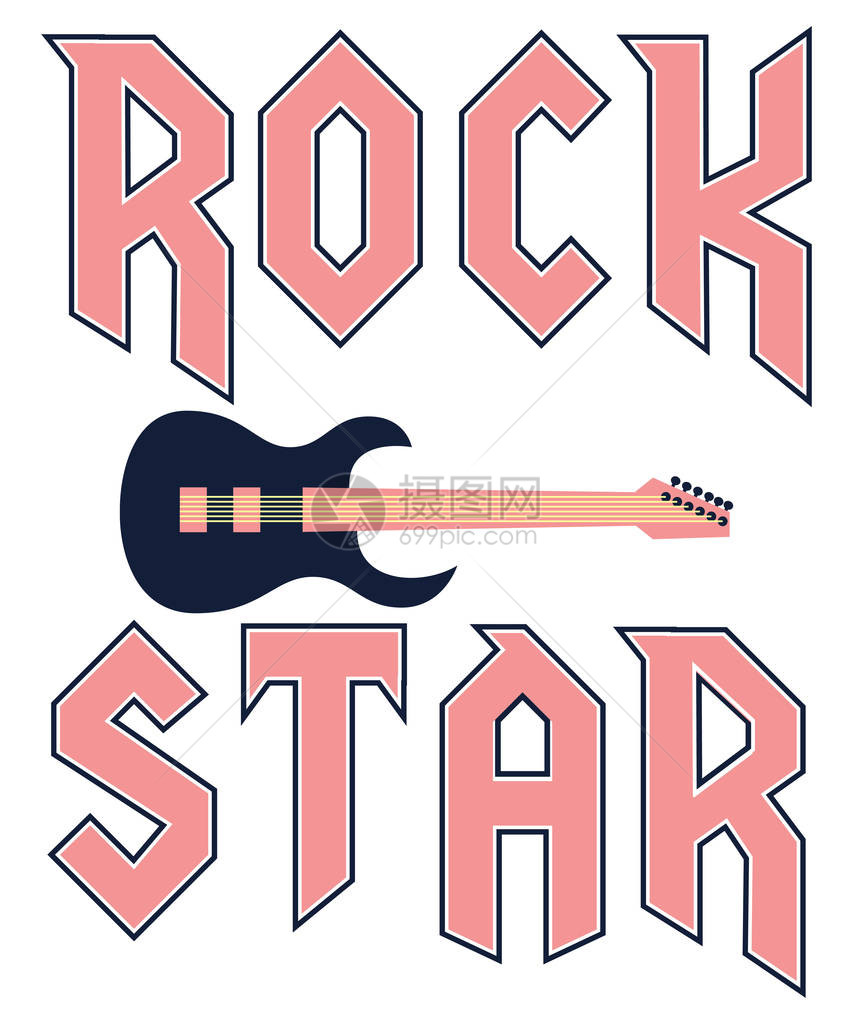 摇滚风格的摇滚明星时口号配有吉他矢图片