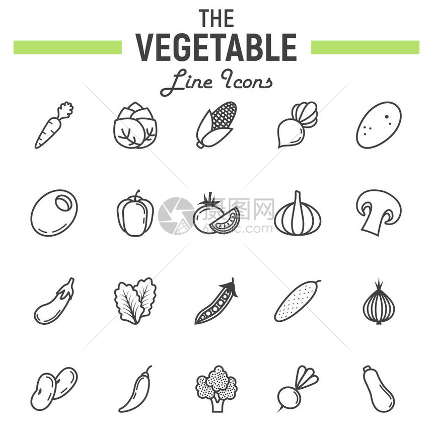 蔬菜线图标集图片