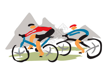 手绘山区骑自行车者的显背景图片