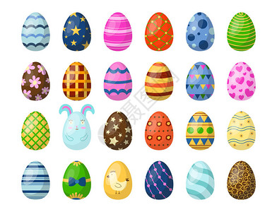 复活节鸡蛋涂有春季模式装饰反转多色收藏传统装饰有机食物节日游戏图片